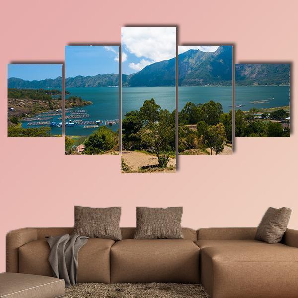 Landscape Of Batur Volcano And Lake Batur Nature Canvas Wall Art