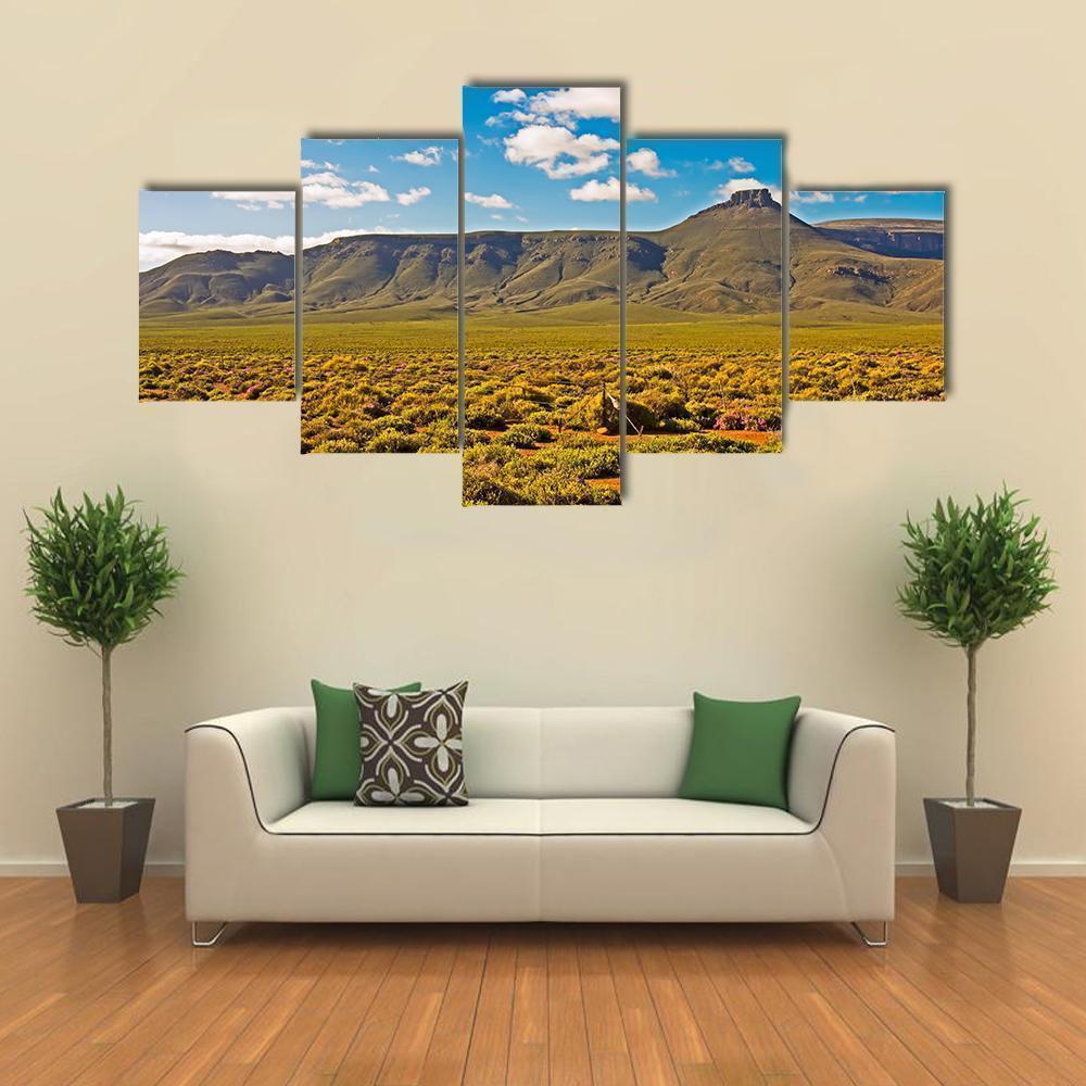 Landscape Of Green Mountain In Tankwa Karoo Nature Canvas Wall Art