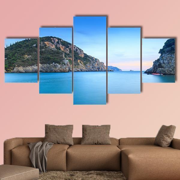 Landscape Of Paleokastritsa Famous Sand Beach Nature Canvas Wall Art