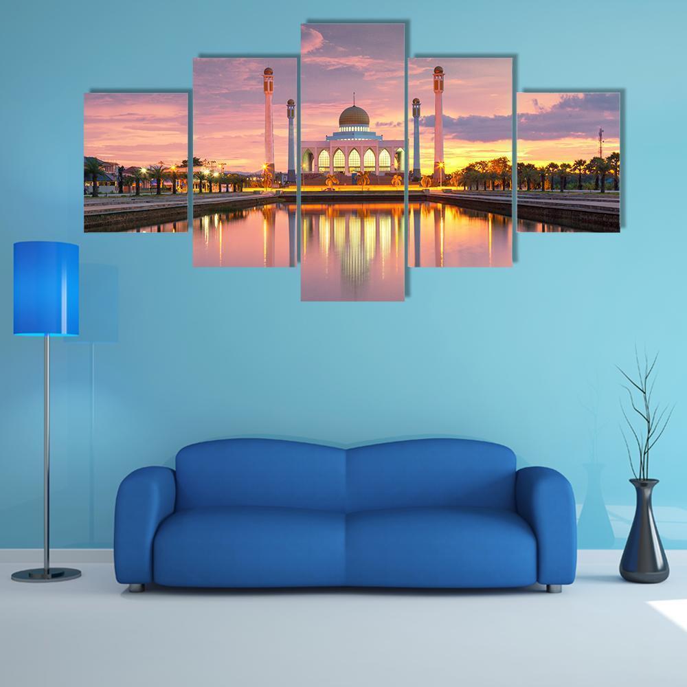 Landscape Of Songkhla Mosque And Sunset Nature Canvas Wall Art