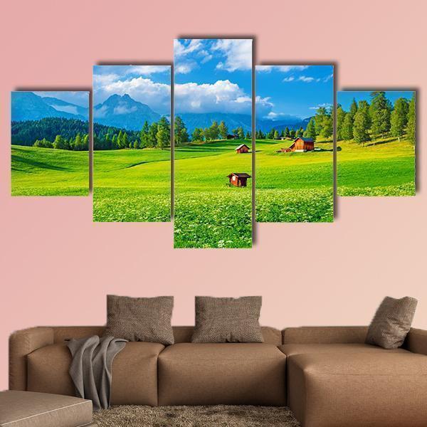 Landscape Of Valley In Alpine Mountains Nature Canvas Wall Art