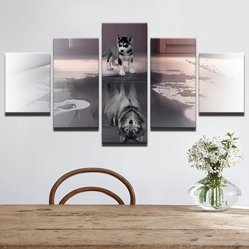 Large Animal Small Dog Wants To Grow Animal Canvas Wall Art