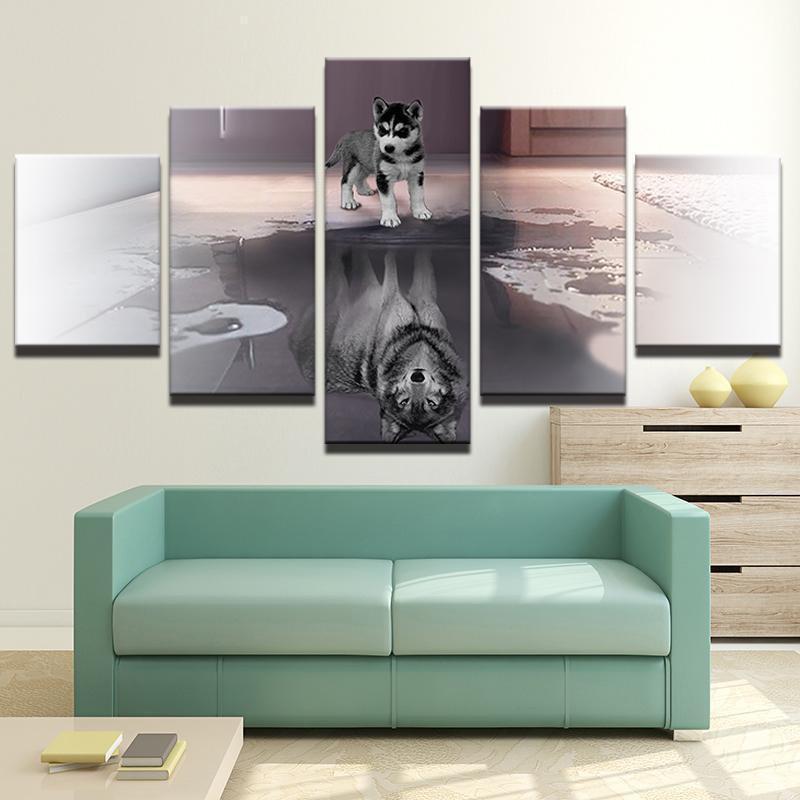 Large Animal Small Dog Wants To Grow Animal Canvas Wall Art