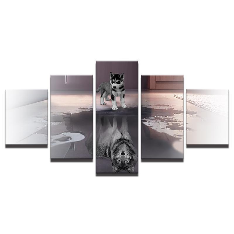 Large Animal Small Dog Wants To Grow Animal Canvas Wall Art