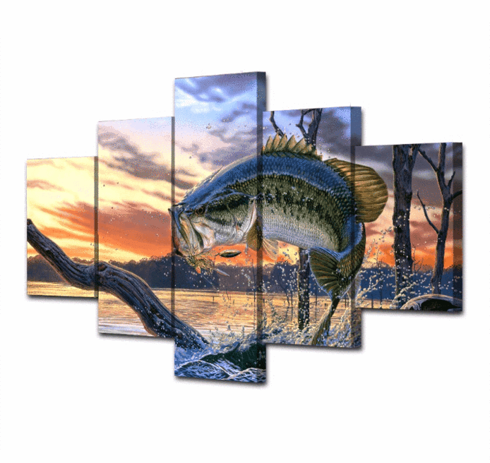 Largemouth Bass Abstract And Animal Canvas Wall Art