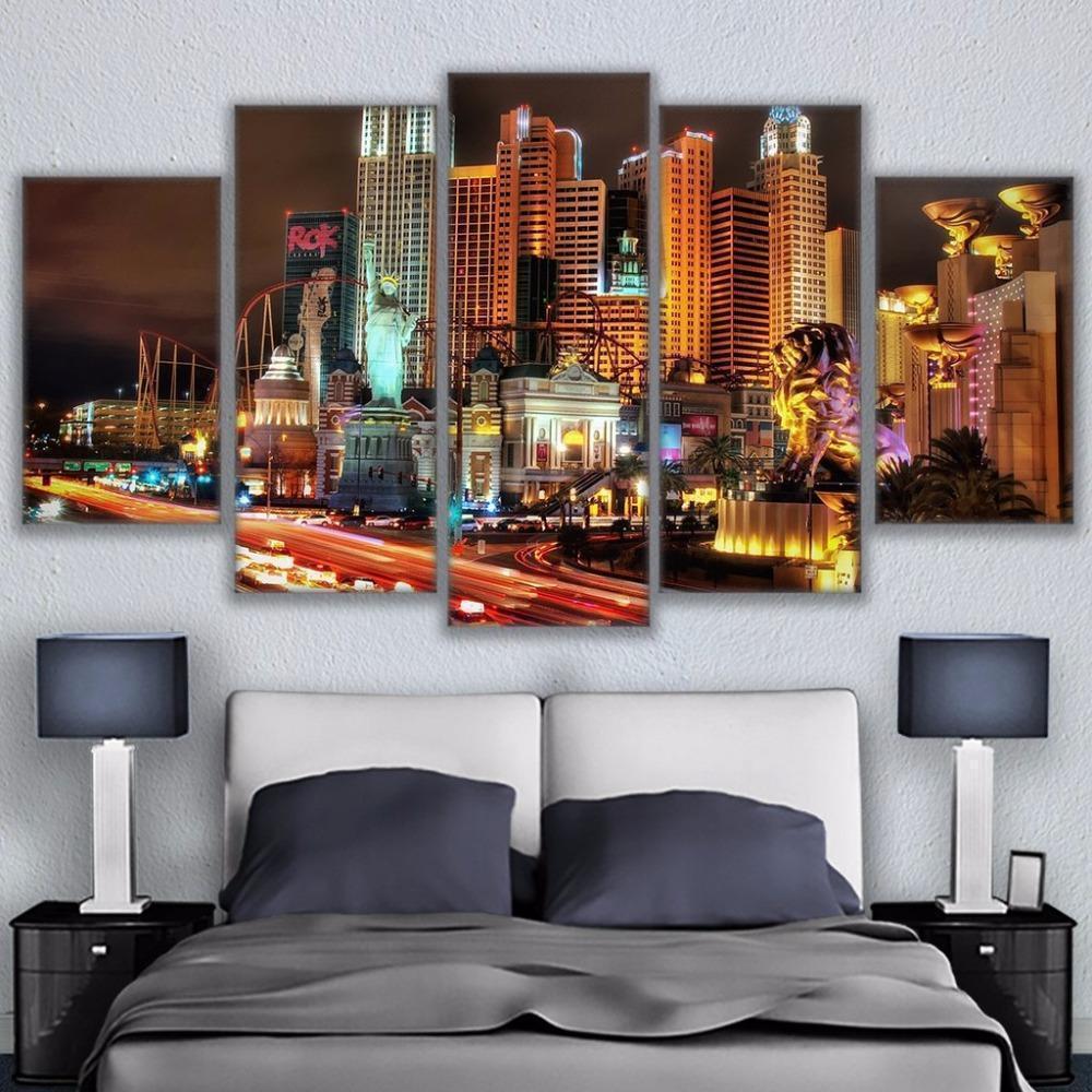 Las Vegas City Nightscape Nature Canvas Wall Art