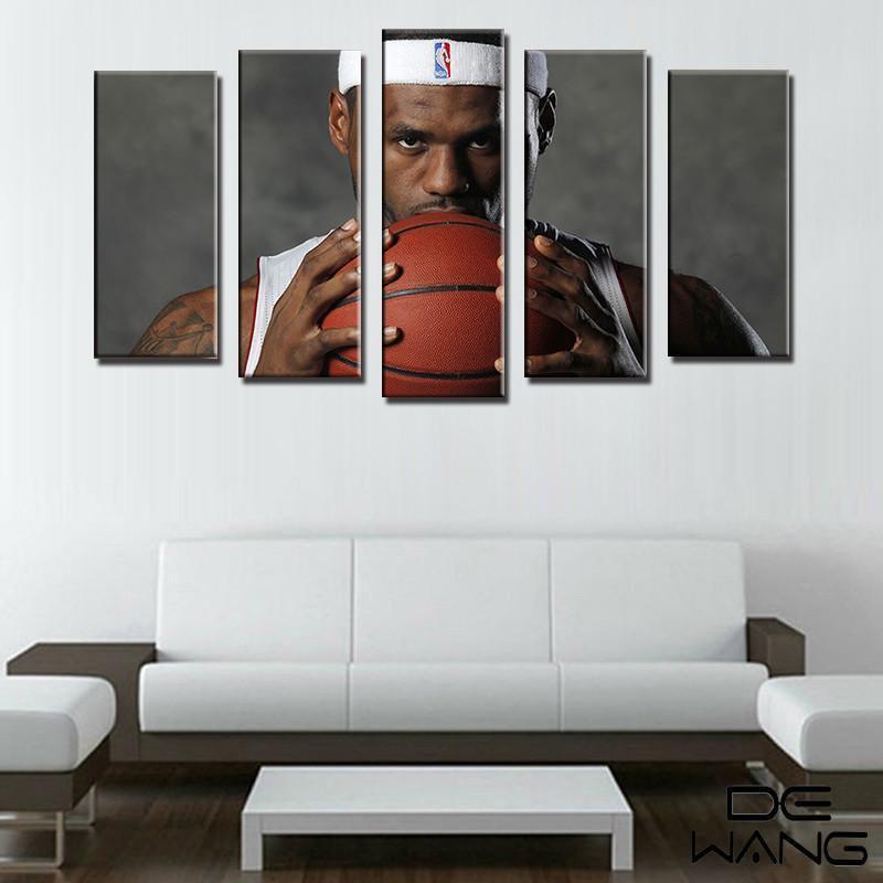 Lebron James Holding Ball  Basketball Canvas Wall Art