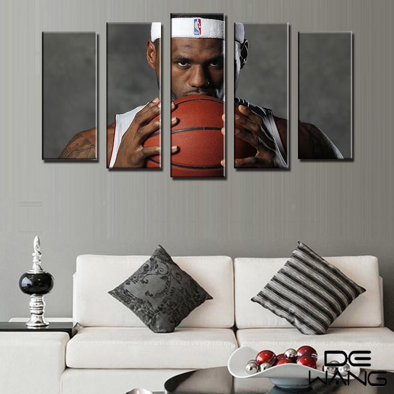 Lebron James Holding Ball  Basketball Canvas Wall Art