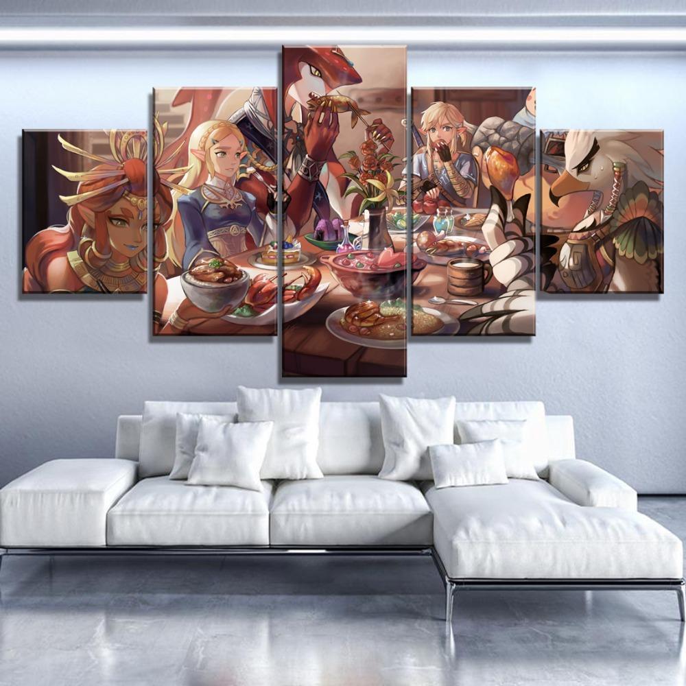 Legend Of Zelda Lunch Party Gaming Canvas Wall Art
