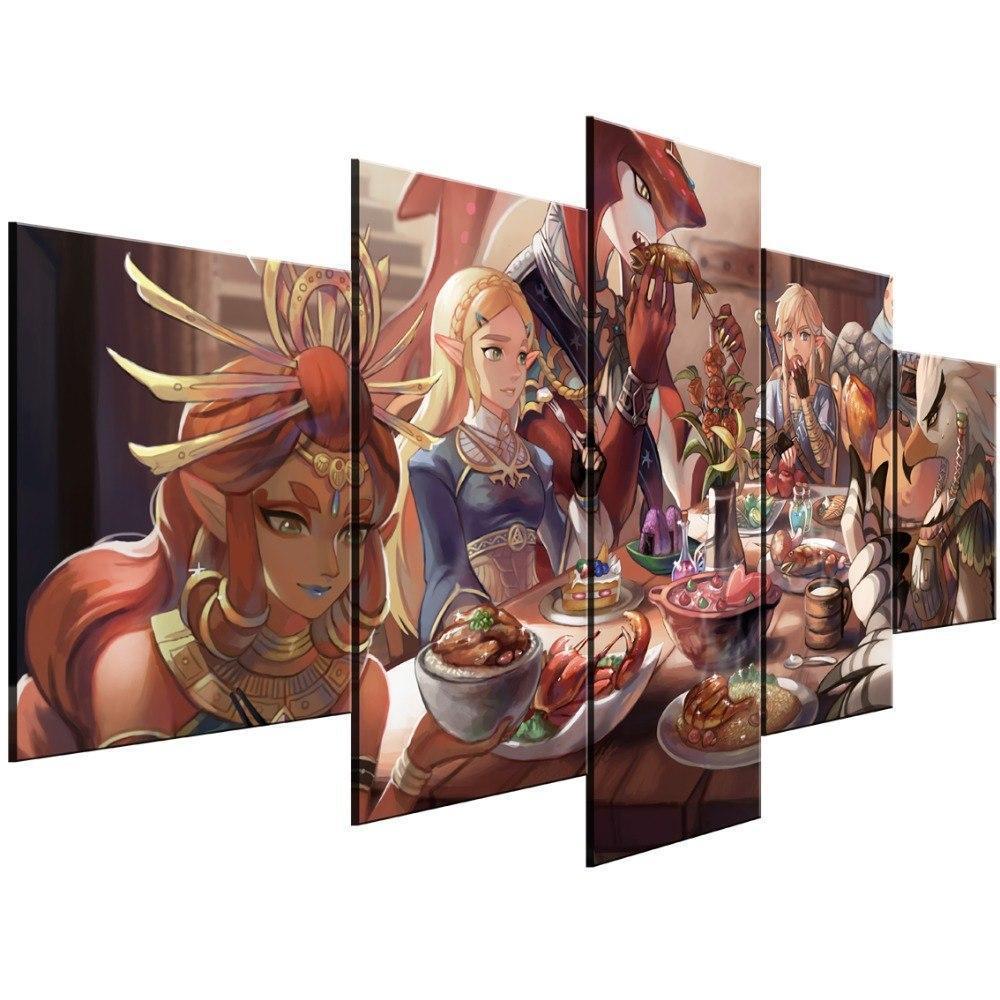 Legend Of Zelda Lunch Party Gaming Canvas Wall Art