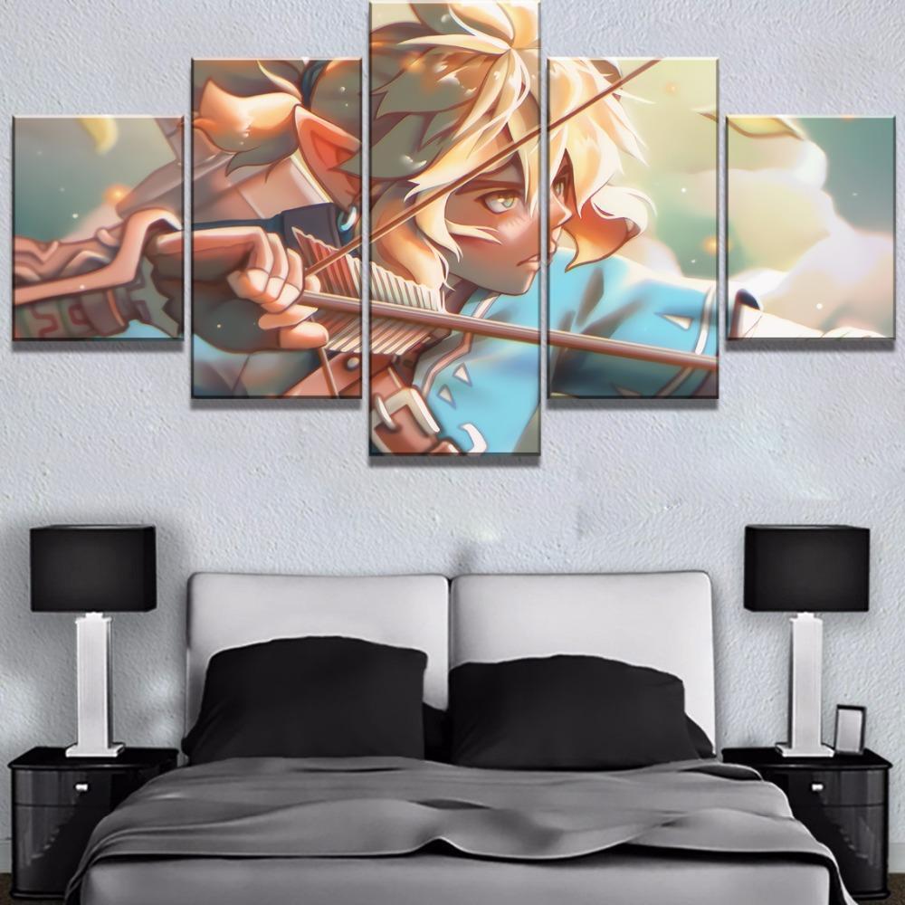 Legend Of Zelda  Shoot With Arrows Gaming Canvas Wall Art