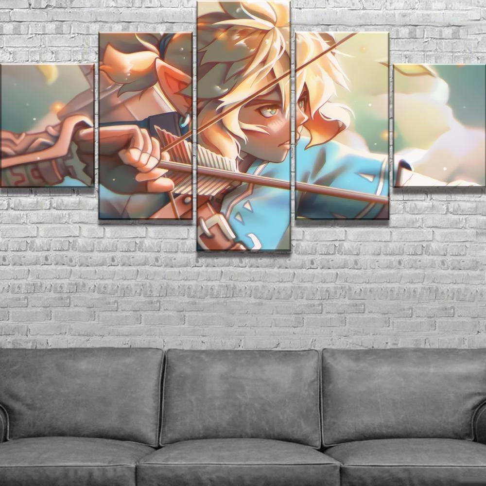 Legend Of Zelda  Shoot With Arrows Gaming Canvas Wall Art
