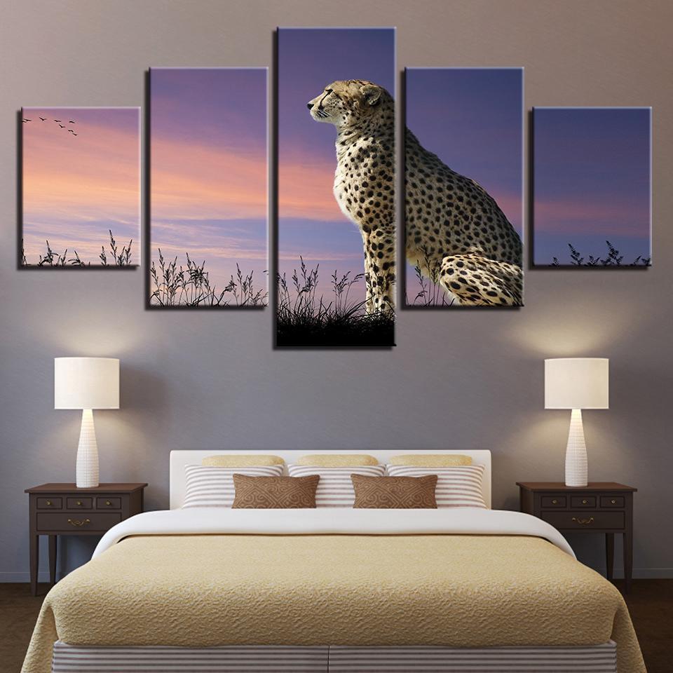 Leopard Sunset Glow Animal Canvas Wall Art