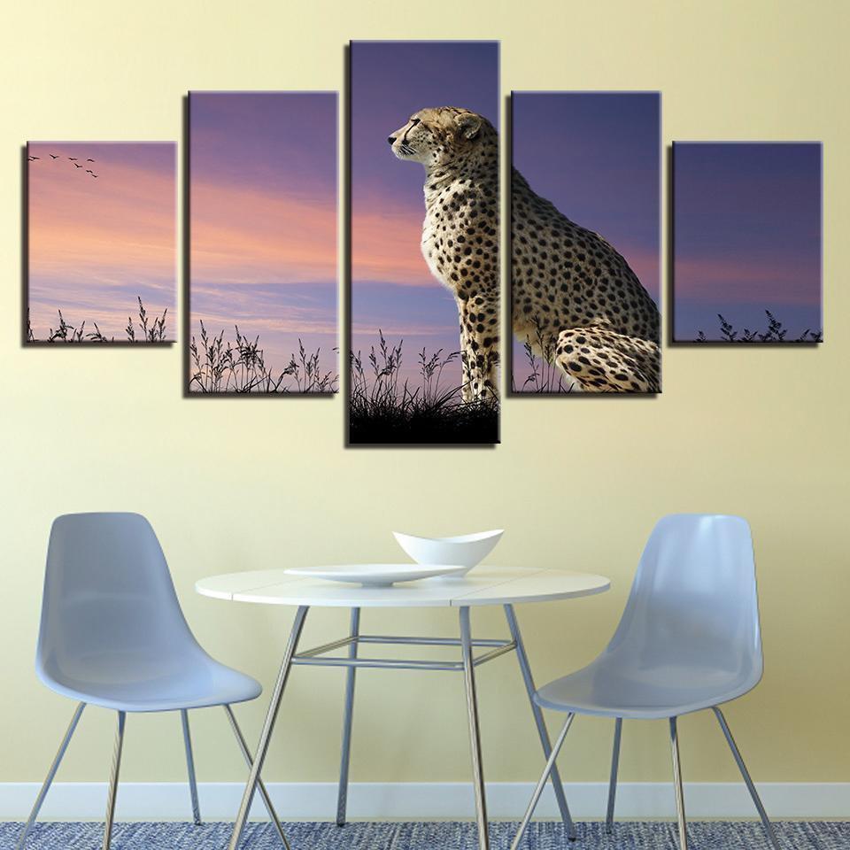 Leopard Sunset Glow Animal Canvas Wall Art