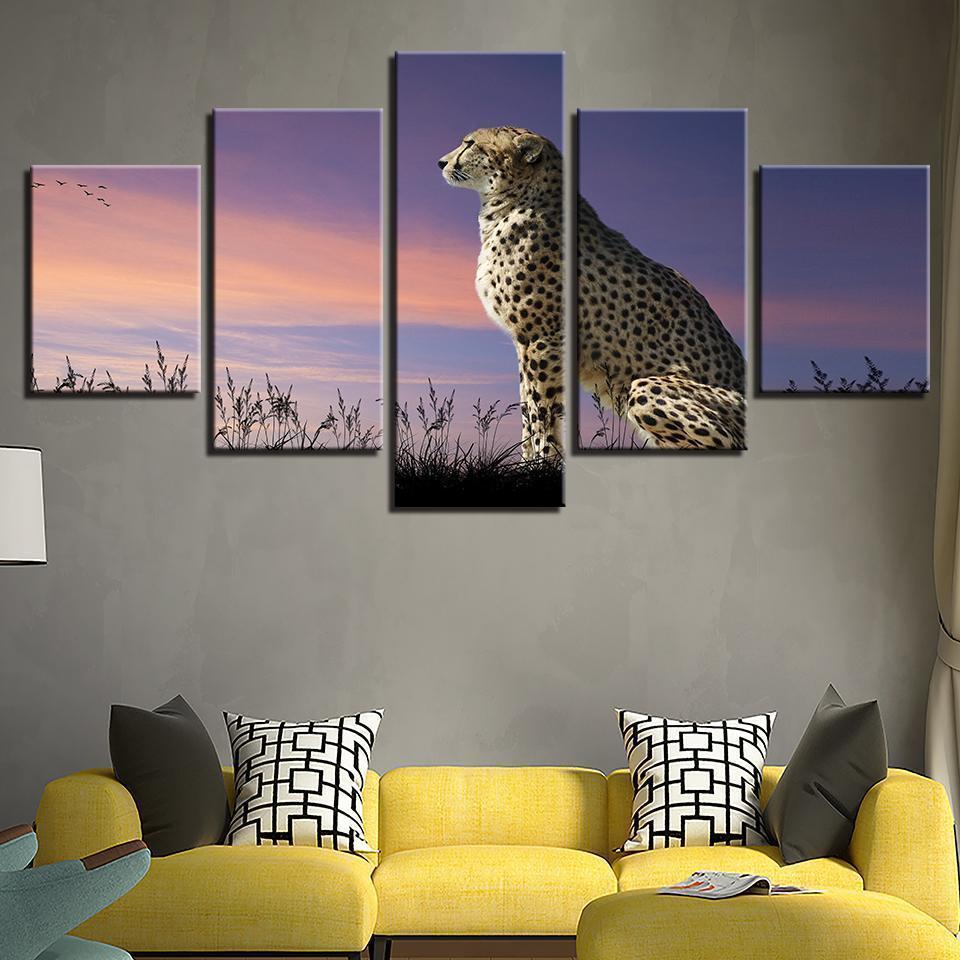 Leopard Sunset Glow Animal Canvas Wall Art
