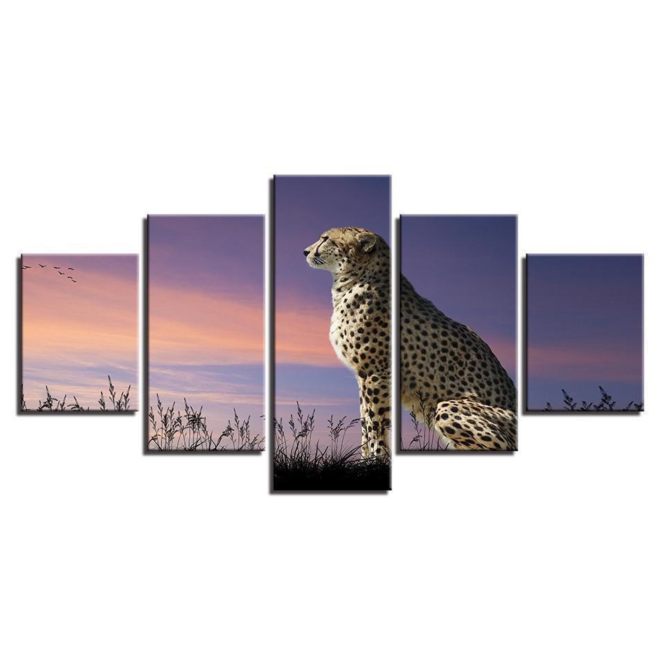 Leopard Sunset Glow Animal Canvas Wall Art