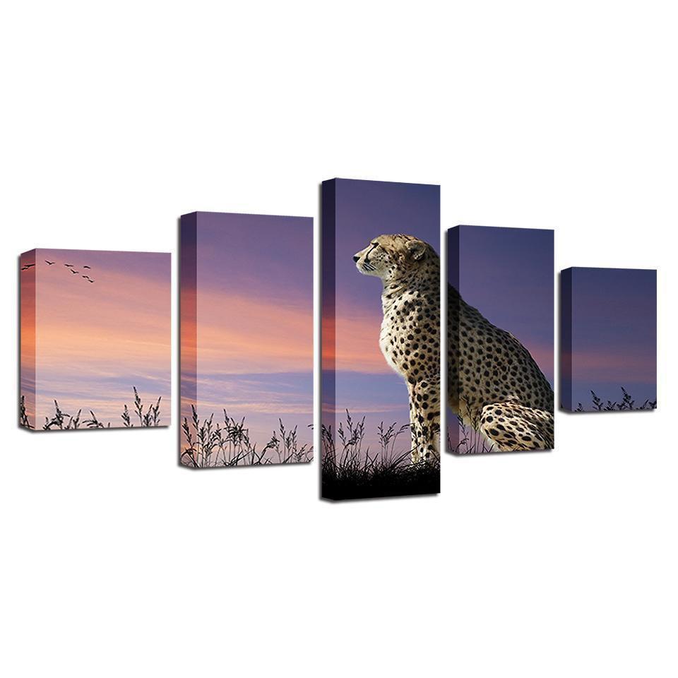 Leopard Sunset Glow Animal Canvas Wall Art