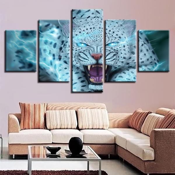 Leopard Tiger Blue Eyes Animal Canvas Wall Art