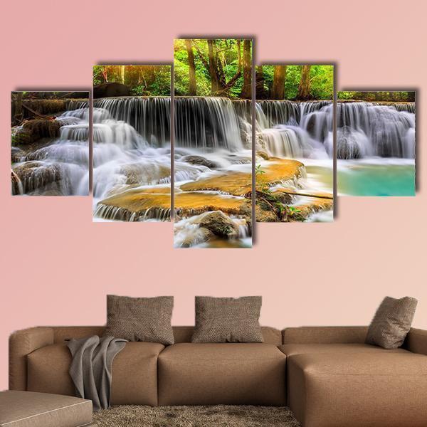 Level Five Of Erawan Waterfall In Thailand Nature Canvas Wall Art