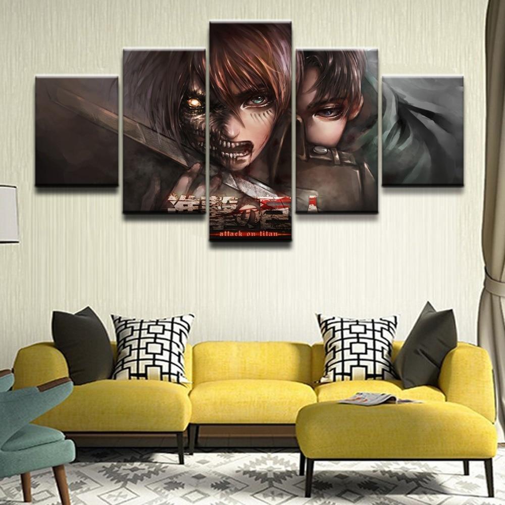 Attack On Titan Levi And Eren Poster 2 Anime Canvas Wall Art