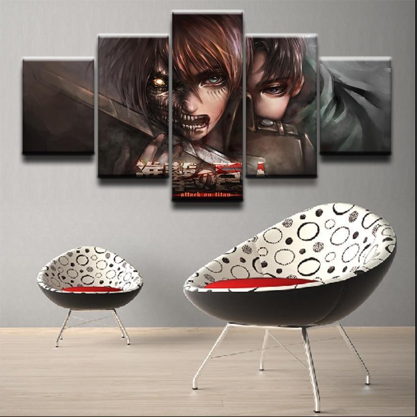 Attack On Titan Levi And Eren Poster 2 Anime Canvas Wall Art