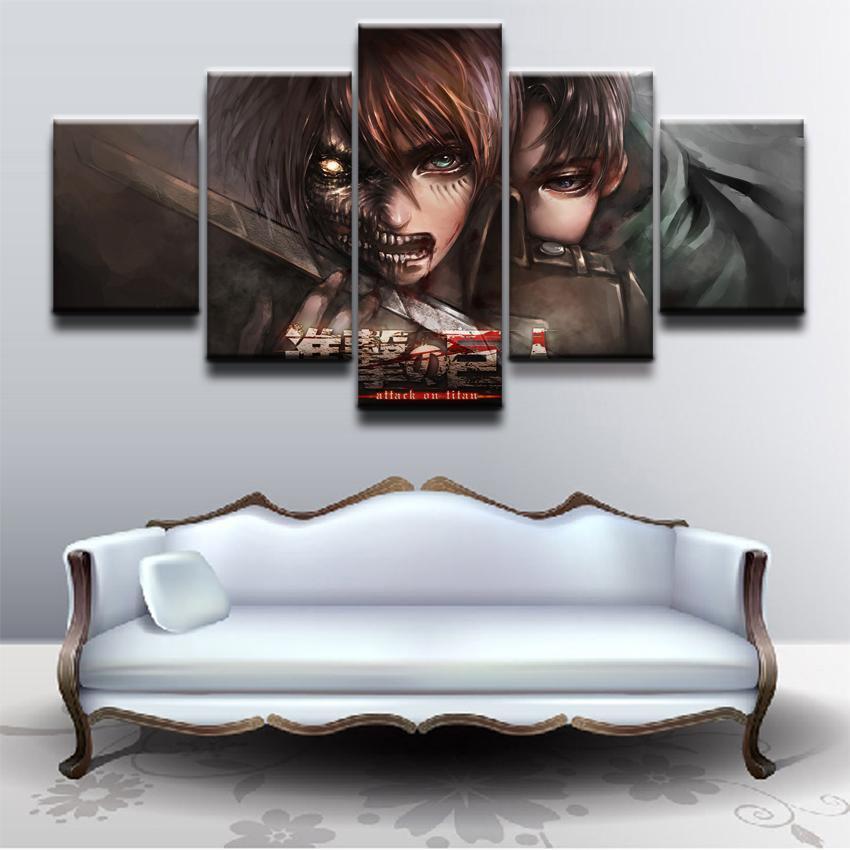 Attack On Titan Levi And Eren Poster 2 Anime Canvas Wall Art