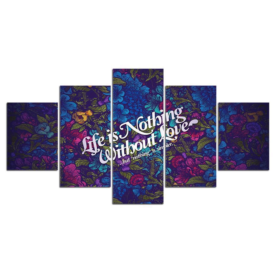 Life is Nothing Without Love Motivational Quote Canvas Wall Art