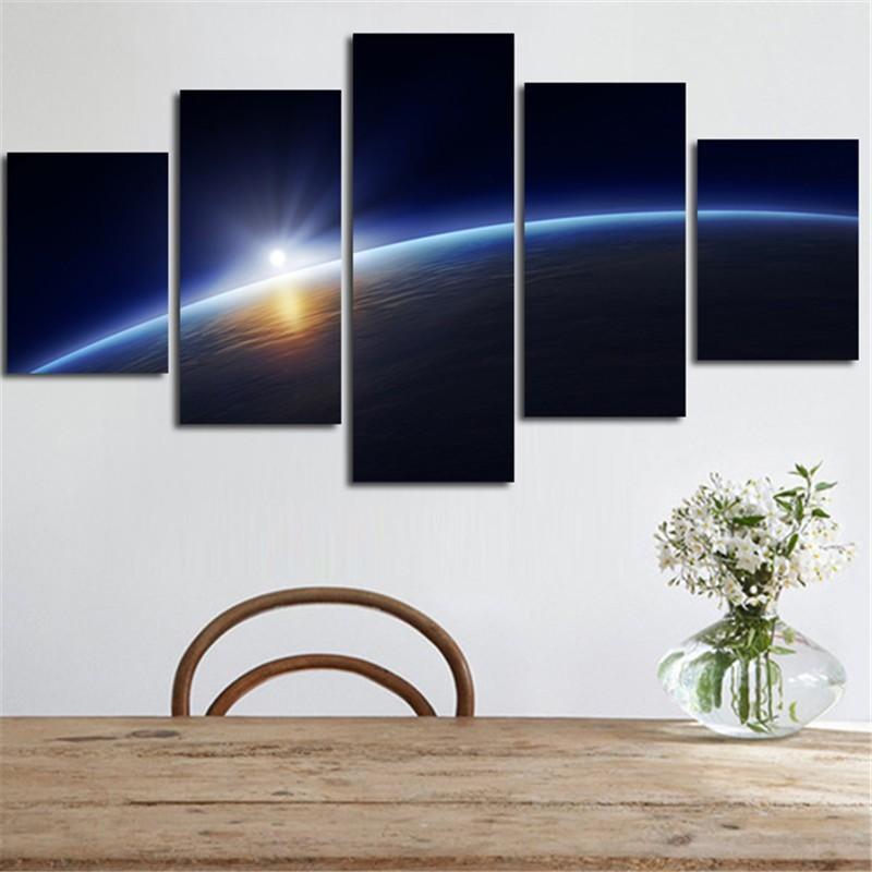 Light Horizon Earth Space Canvas Wall Art
