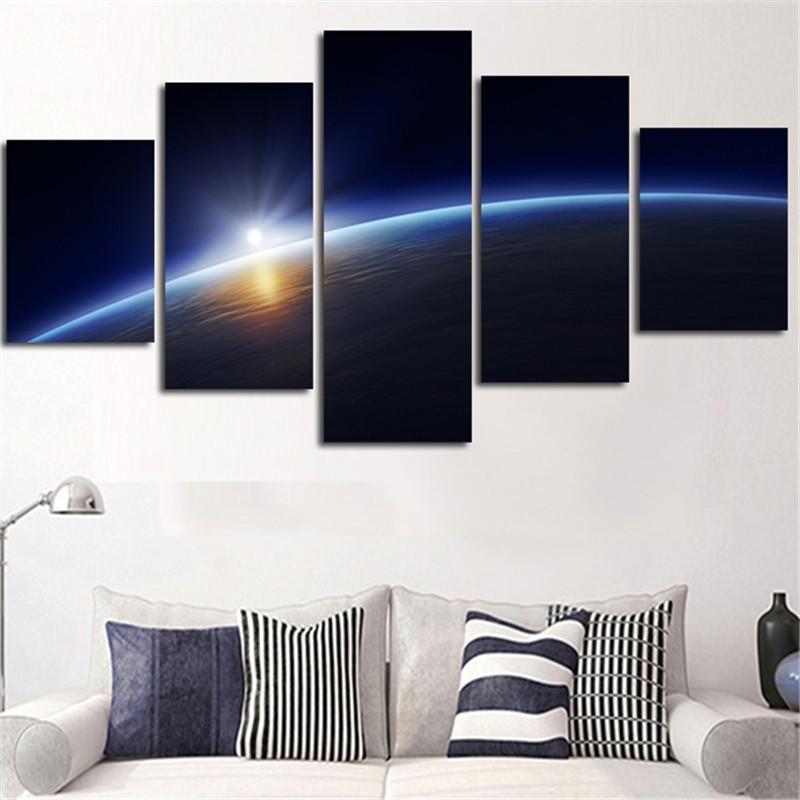 Light Horizon Earth Space Canvas Wall Art