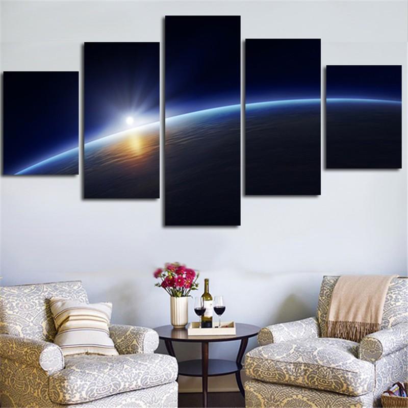 Light Horizon Earth Space Canvas Wall Art