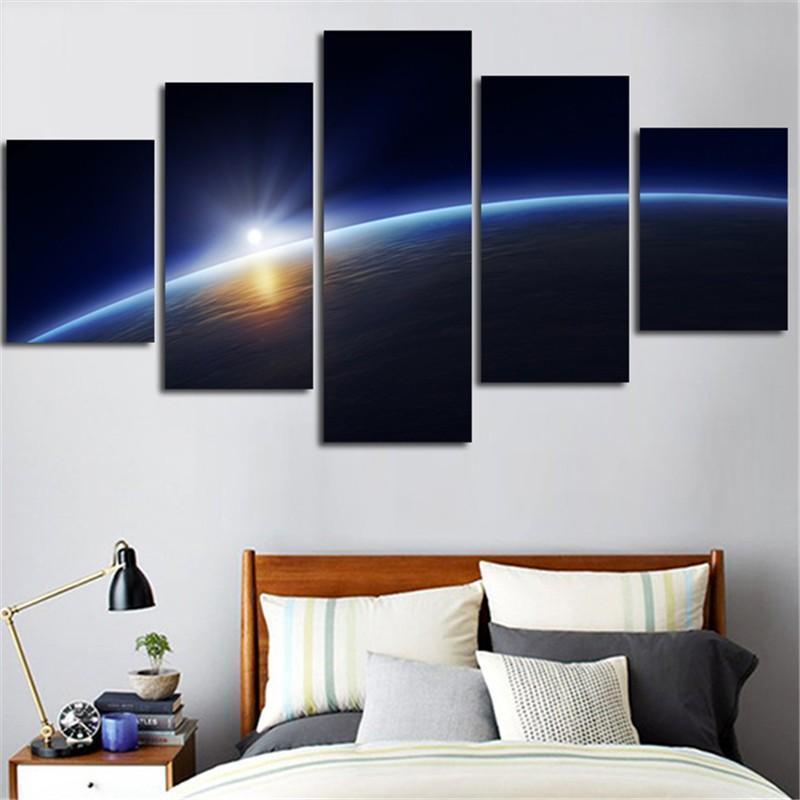 Light Horizon Earth Space Canvas Wall Art