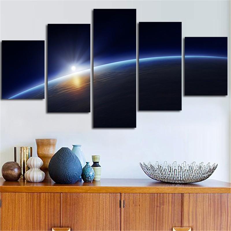 Light Horizon Earth Space Canvas Wall Art
