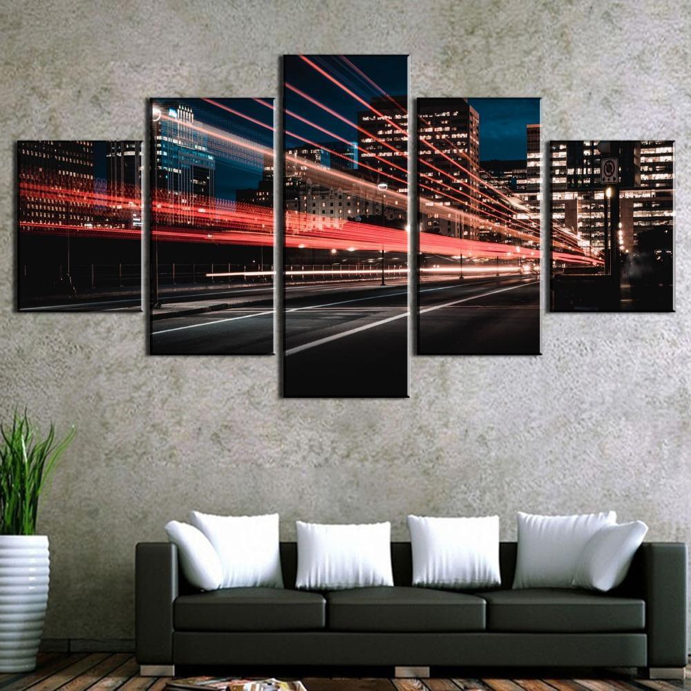 Light Travels City Canvas Wall Art