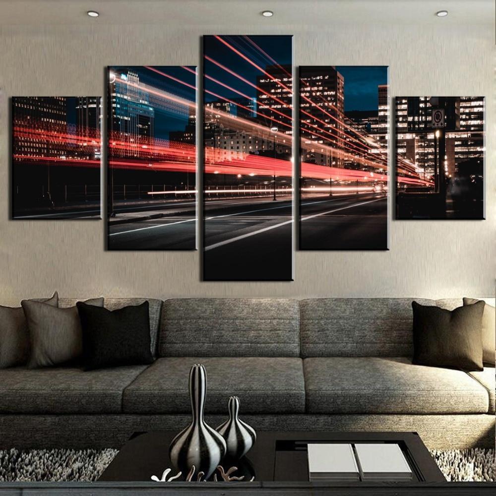 Light Travels City Canvas Wall Art