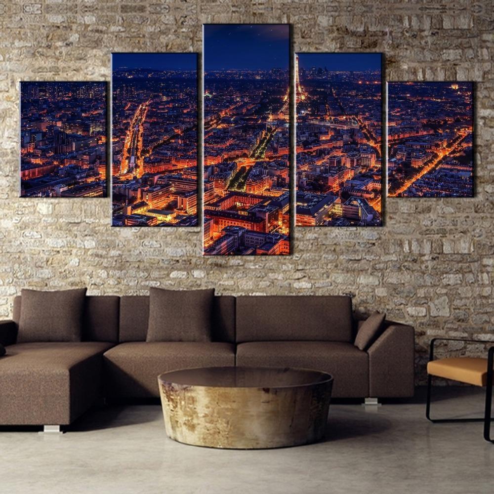 Light Up Paris On Night City Canvas Wall Art