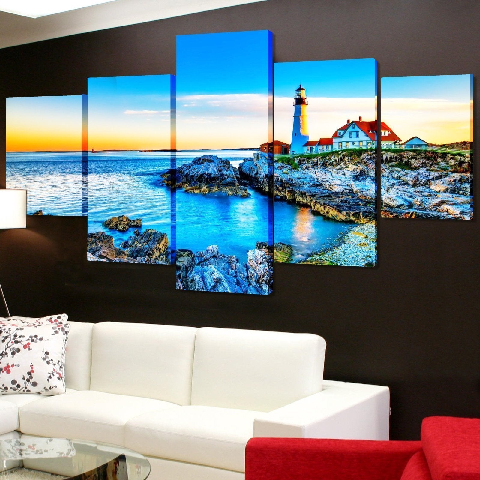 Lighthouse In The Distance Nature Canvas Wall Art