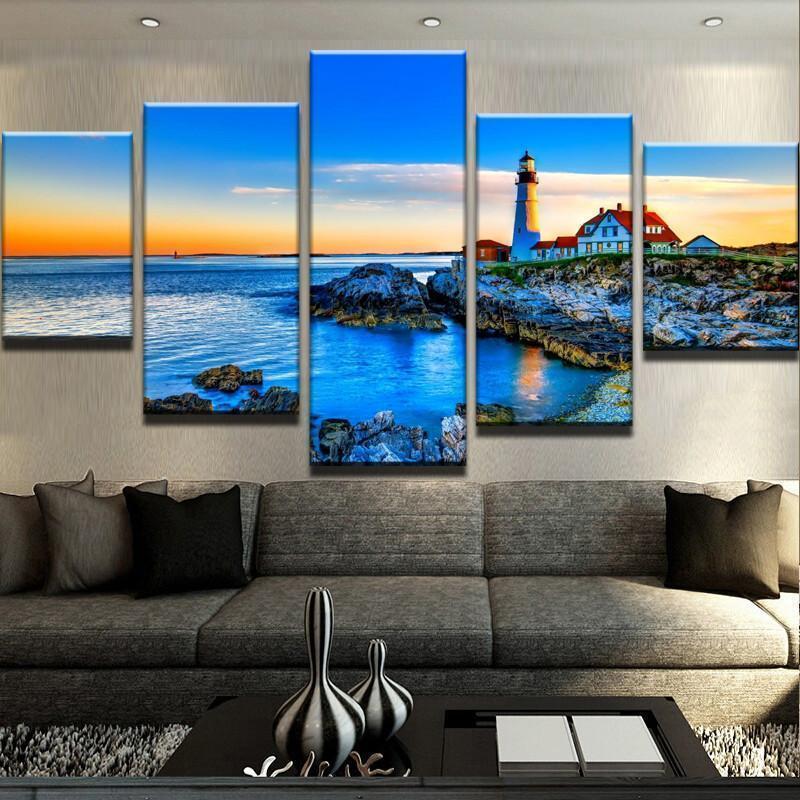 Lighthouse In The Distance Nature Canvas Wall Art