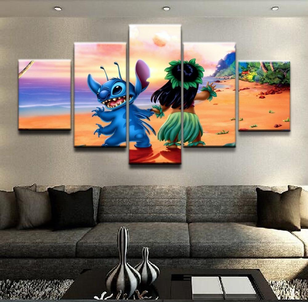 Lilo &amp;amp; Stitch On The Beach Movie Canvas Wall Art