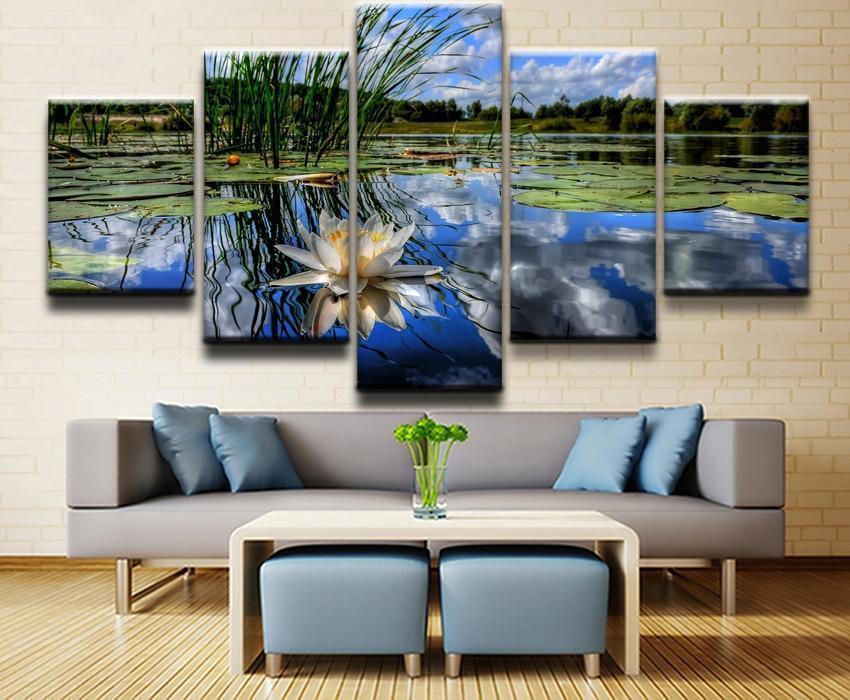 Lily In Water Nature Canvas Wall Art