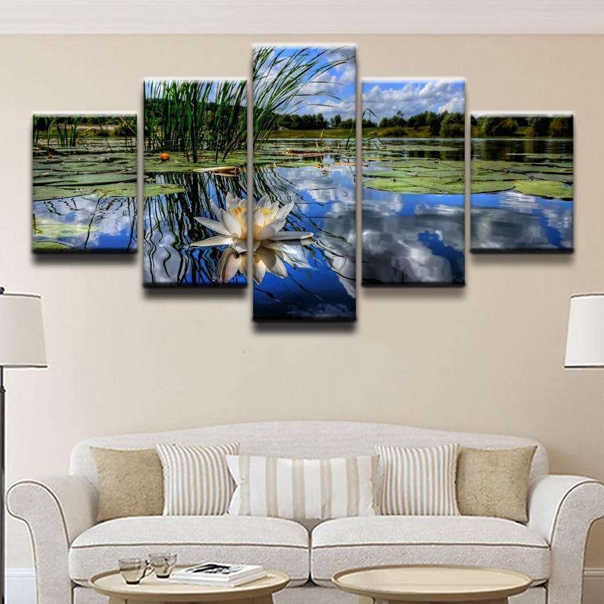 Lily In Water Nature Canvas Wall Art