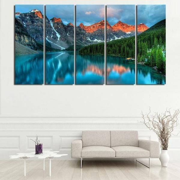 Limited Edition Forest Lake Mountain Nature Canvas Wall Art