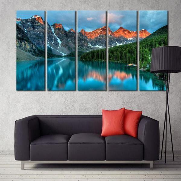 Limited Edition Forest Lake Mountain Nature Canvas Wall Art