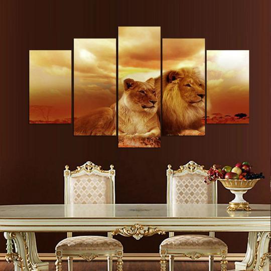 Lion And Lioness 2 Animal Canvas Wall Art