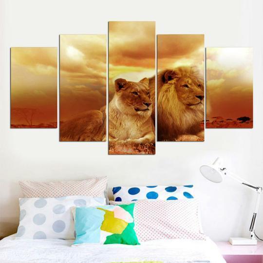 Lion And Lioness 2 Animal Canvas Wall Art