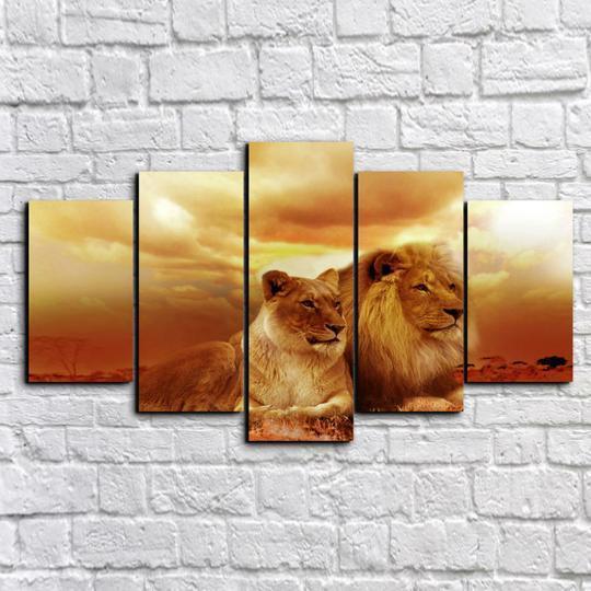 Lion And Lioness 2 Animal Canvas Wall Art