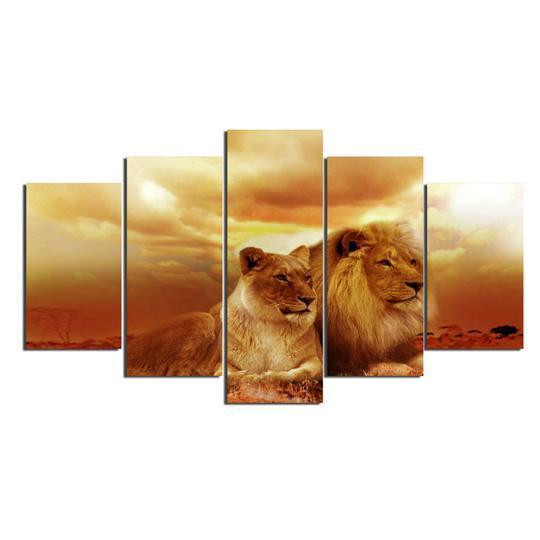 Lion And Lioness 2 Animal Canvas Wall Art