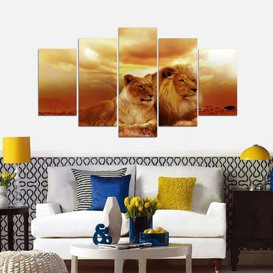 Lion And Lioness 2 Animal Canvas Wall Art