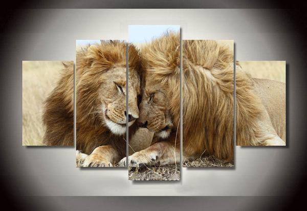 Lion And Lioness Family Animal Canvas Wall Art