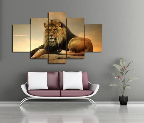 Lion At Sunset Sunrise Animal Canvas Wall Art