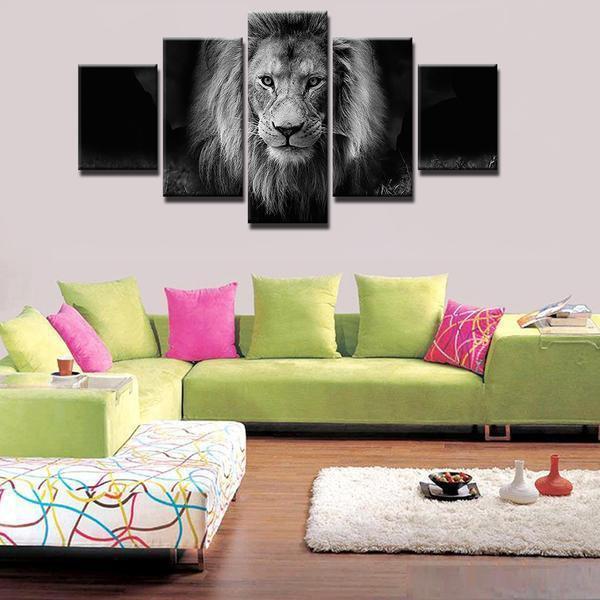Lion Black And White Modern Animal Canvas Wall Art